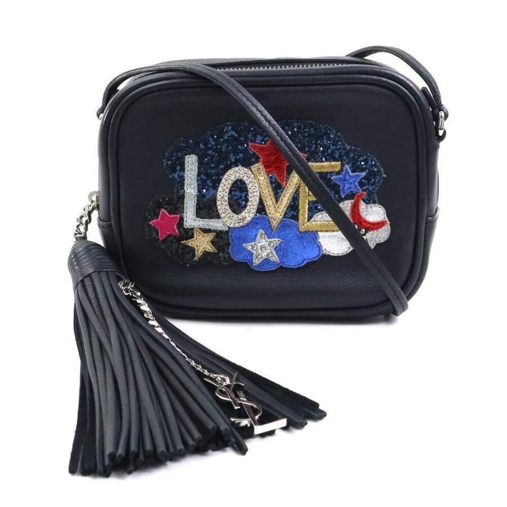 Saint Laurent Crossbody bag leather black multicolor silver